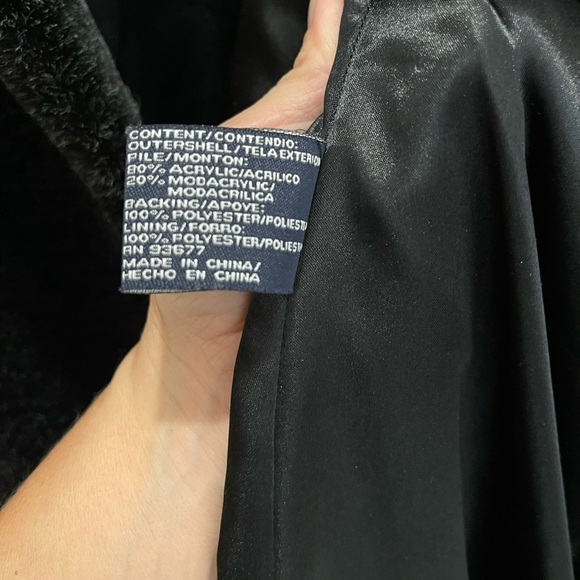 AR Bernardo Black Fuzzy Ombré Teddy Faux Fur Fuzzy Winter Coat Mob Wife Lg EUC - Picture 11 of 12